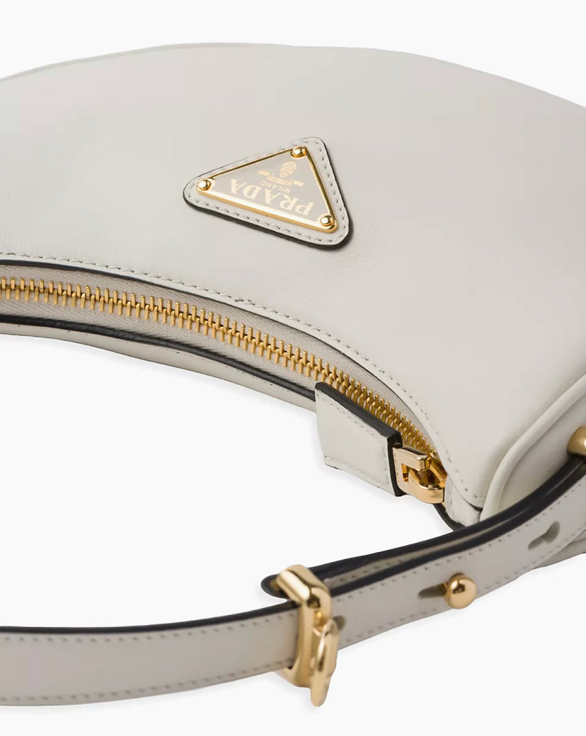 PRADA Soft Calfskin Arque Shoulder Bag White