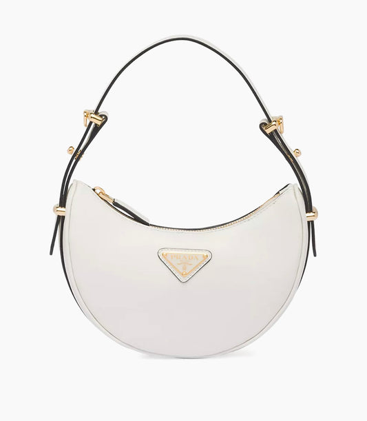 PRADA Soft Calfskin Arque Shoulder Bag White
