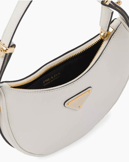 PRADA Soft Calfskin Arque Shoulder Bag White