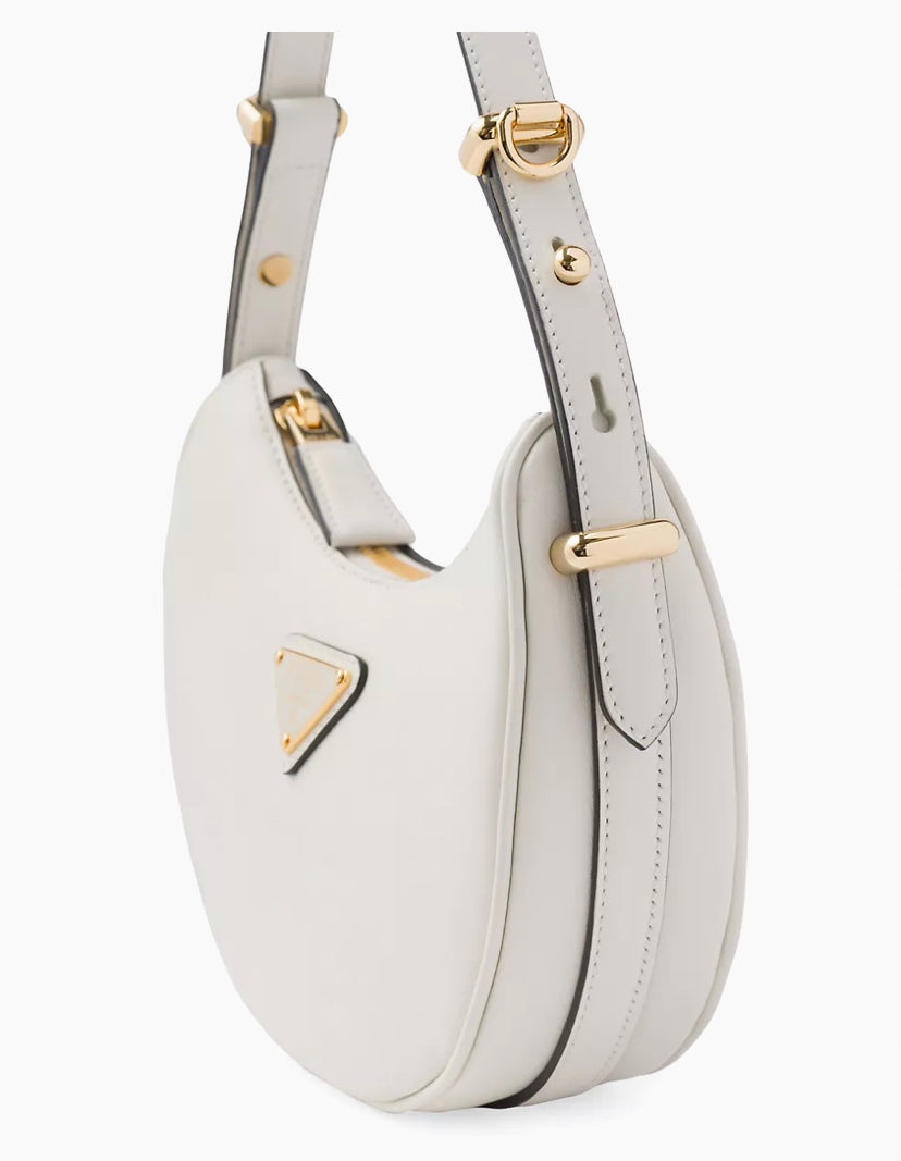PRADA Soft Calfskin Arque Shoulder Bag White