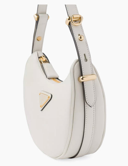 PRADA Soft Calfskin Arque Shoulder Bag White
