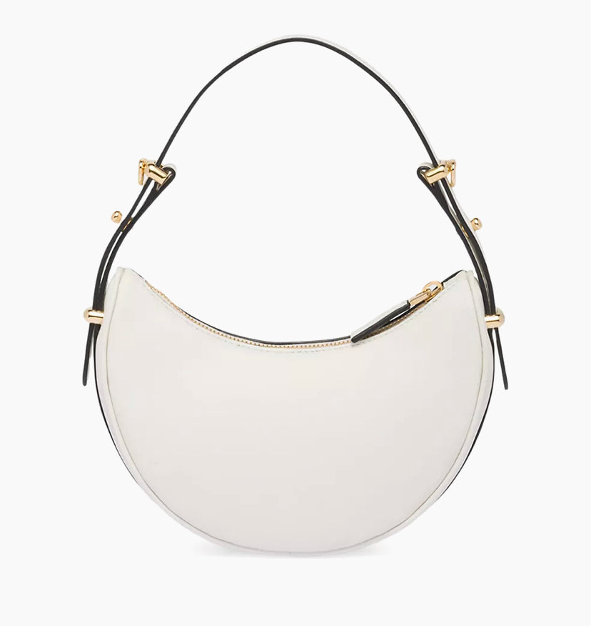 PRADA Soft Calfskin Arque Shoulder Bag White