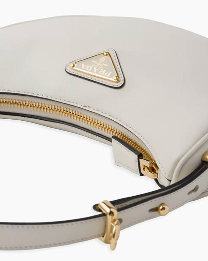 PRADA Soft Calfskin Arque Shoulder Bag White